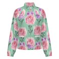 thumbnail image 5 of Jackets for Women Winter Coat Jackets Flannel Stand Collar Jacket(Floral Watercolor Mint,Size:S-4XL), 5 of 7