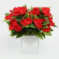 thumbnail image 3 of Artificial flowers,1 Pcs Artificial Impatiens Flowers Bouquet Faux Impatiens Bushes For Outdoors Patio Garden Balcony Pot Hanging Basket Porch Decoration, 3 of 5