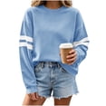 thumbnail image 4 of Striped Sweatshirt for Women Pullover Long Sleeve Sweatshirt Crewneck Pullover Tops Fall Fashion Outfit, 4 of 7