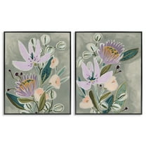 Stupell Industries Abstract Purple Floral Arrangement Botanical & Floral Painting Black Framed Art Print Wall Art, 24 x 30, Set of 2