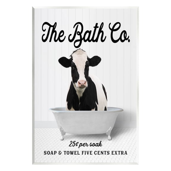 Stupell Industries Vintage Bath Ad Cow Animals & Insects Painting Unframed Art Print Wall Art, 10 x 15