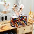 thumbnail image 3 of Yayeee 4 Pack Qtip Holder Bathroom Cotton Swab Canister with Lid Clear Dispenser Set, Large Colorful Flowers Pattern, 3 of 6