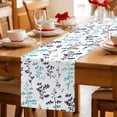 thumbnail image 5 of Aqua Grey Botanical Table Runner - 72 Inch Long Watercolor Spring Floral Summer Leaf Cotton and Linen Blended Dress Scarves Farmhouse Table Runner for Kitchen Dining, Coffee Table, 13" x 72", 5 of 8