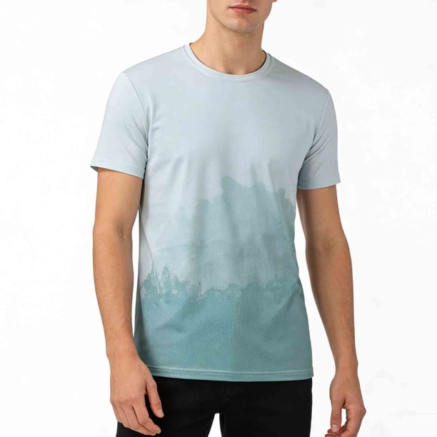 Tops para hombre, blusas y camisas de cuello redondo y manga corta para hombre, camisetas casuales holgadas deportivas transpirables de seda helada de media manga, blusas de cuello redondo y manga cor