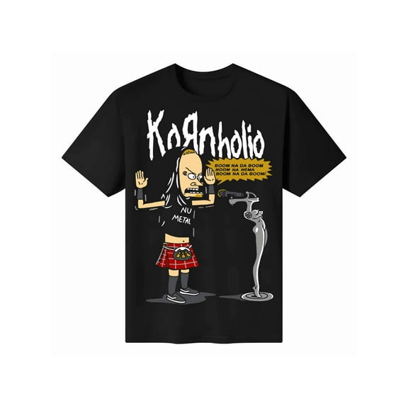 Payeah Kornholio Funny 90s Cartoon Nu Metal Band T-shirt Casual Digital Print 220g Pure Heavy 100% Cotton T Shirt 100% Cotton