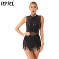thumbnail image 2 of Vestido de baile de salón de Jazz con lentejuelas brillantes y diamantes de imitación para mujer, traje de patinaje artístico para actuación de Tango Latino Rumba Cha-Cha Samba, 2 of 5
