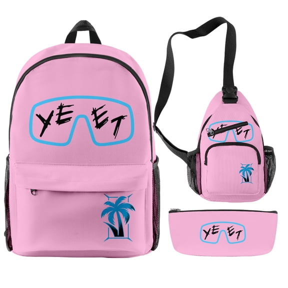 Jey Uso Yeet Merch 3-piece canvas backpack shoulder bag for women and men,3D travel bag, casual outdoor backpack