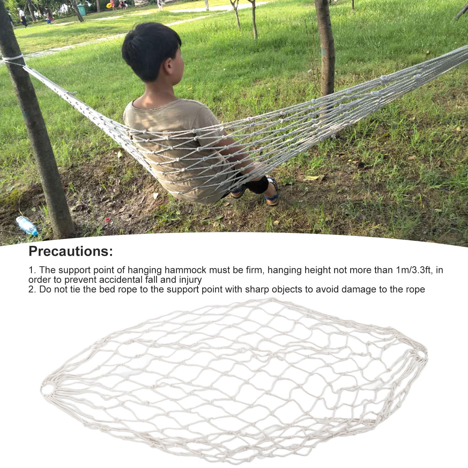 Rupoun Cotton Rope Mesh Hammock – 264.6lb Capacity, Lightweight & Portable, Ideal for Camping, Patio & Travel