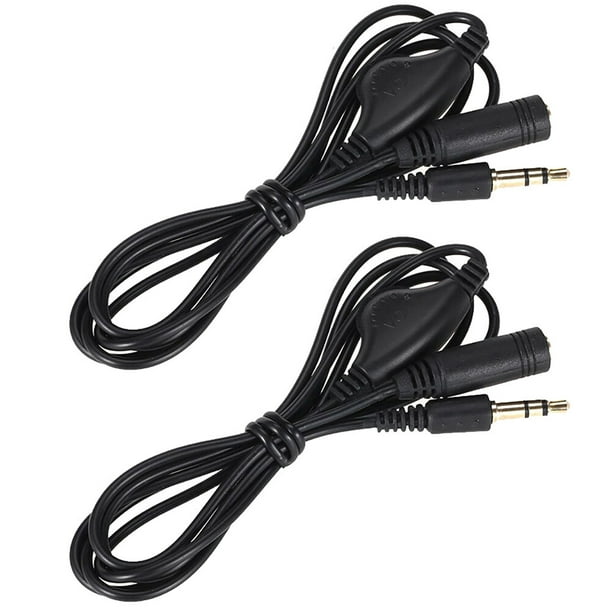 2pcs 3.5mm Macho a hembra Cable de extensión de audio Polea Ajuste del cable de audio