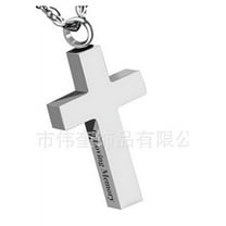 BERTDOMD Memorial Necklace for Ashes with Cross Pendant, Urn Keepsake Jewelry for Men and Women, Remembrance Pendant