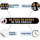 thumbnail image 3 of 8 hojas de pegatinas de vinilo con texto "No Food or Drink in This Vehicle", con texto en inglés "No Food or Drink in This Vehicle", calcomanías de advertencia impermeables con forma de hamburguesa, 3 of 6