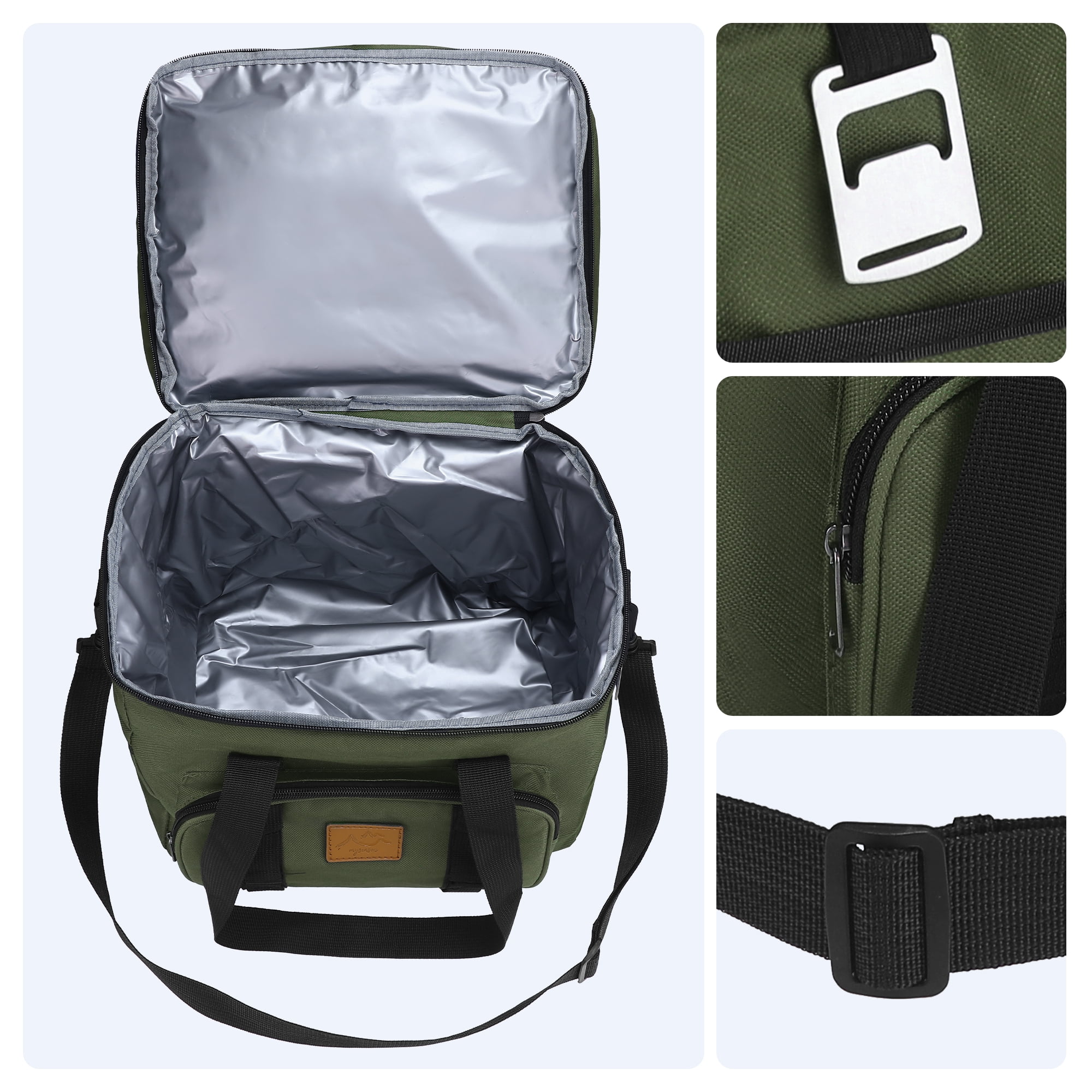 Unique Bargains Reusable Leakproof Lunch Bag for Office, Beach Green