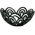 thumbnail image 3 of Bergamo Art Decorative Handmade Aluminum Peacock Feather Flower Bowl in Black, 3 of 6