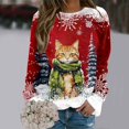 thumbnail image 2 of Chandail en Molleton Imprimé Joyeux Noël pour Femmes Col Rond Décontracté Manches Longues Coupe Ample Blouse d'Entraînement Col Rond Confortable, 2 of 4