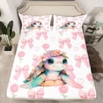 thumbnail image 2 of Homewish Cartoon Sea Turtle Full Size Sheets for Teens, Cute Flower Floral Bed Sheets, Pink Bowknot Ribbon Sheet Sets, Luxury Bedroom Decor, 4 Pieces, 2 of 7