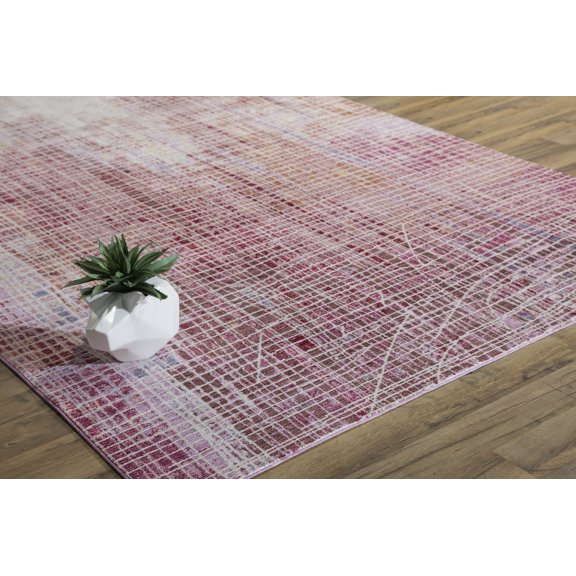 Rugs America Asteria Collection Cardinal Red AI700A Contemporary Geometric Area Rug 2'3" x 8'