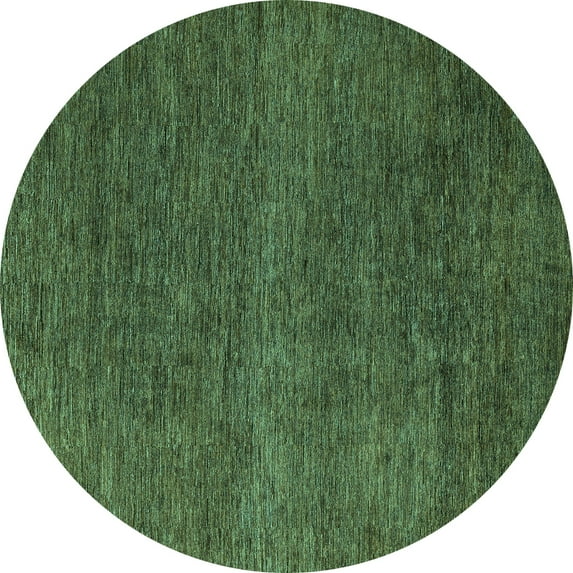 Ahgly Company Machine Washable Indoor Round Abstract Turquoise Blue Modern Area Rugs, 4' Round