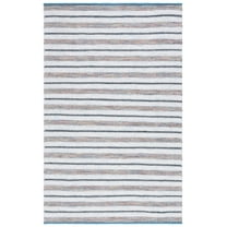 SAFAVIEH Montauk Raeburn Striped Cotton Area Rug, Turquoise/Ivory, 4' x 6'