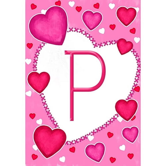 America Forever Flags Monogram Letter P Garden Flag - Happy Valentine's Day - 12.5 x 18 Inches, Holiday Love Hearts Valentine Flag, Seasonal Yard Outdoor Decorative Double Sided Flag