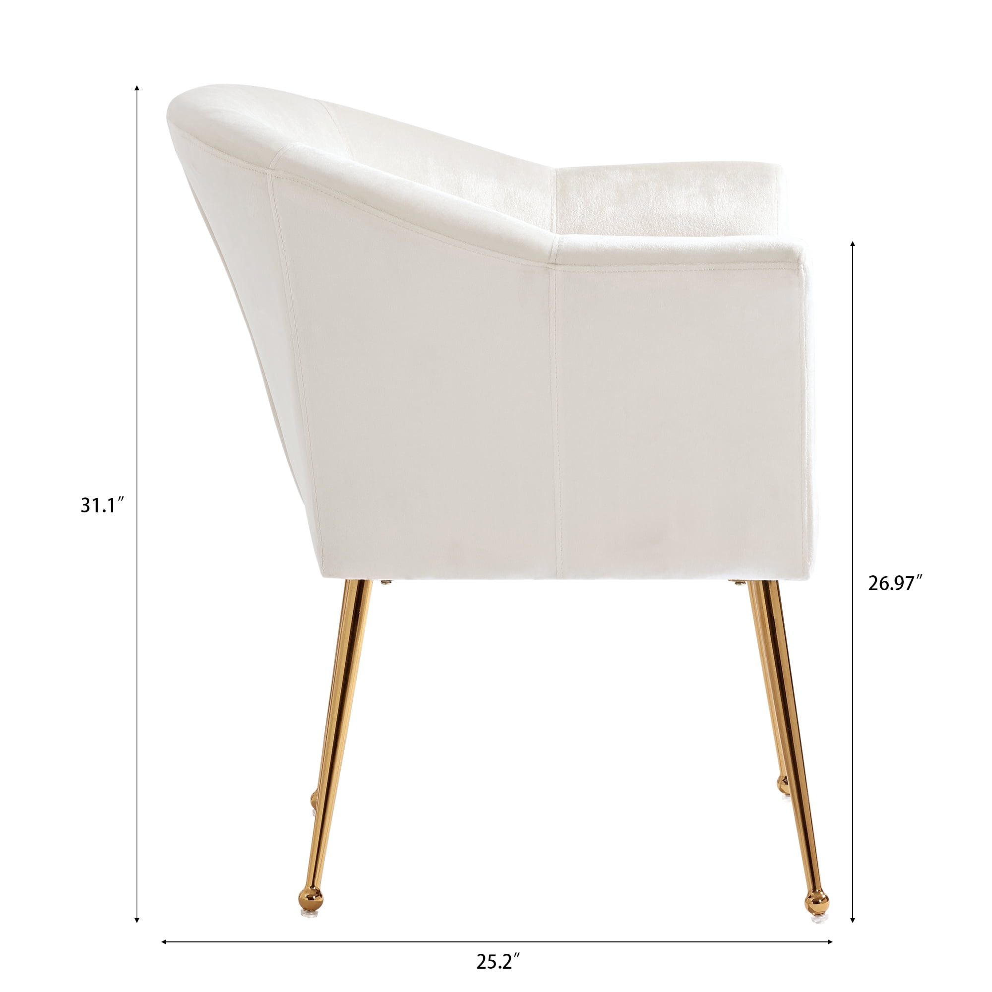 YYAo Velvet Accent Chair, Upholstered Comfy Armchair with Metal Legs for Bedroom, Living Room, White YYAo Velvet Accent Chair, Upholstered Comfy Armchair with Metal Legs for Bedroom, Living Room, White