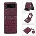 thumbnail image 1 of Cover Wallet Case for Samsung Z Flip4 5G, Crossbody Strap PU Leather RFID Blocking Credit Card Holder Card Case Hidden Mirror with Adjustable Lanyard for Galaxy Z Flip 4, Winered, 1 of 10