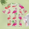 thumbnail image 4 of Flamingo Pattern Womens Tops Women's Fashion Casual Short Sleeve Flower Print Round Neck Pullover Top Blouse, 4 of 6