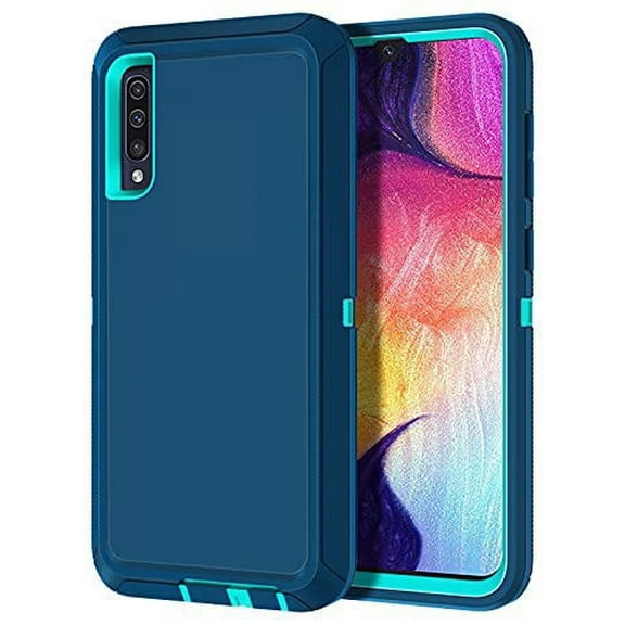 I-HONVA For Samsung Galaxy A50/A50S Case,3-Layer Military Grade Drop Protection Anti-Slip Bumper Rugged Shockproof Dustproof Protection 6.4 inch Phone Case,Teal