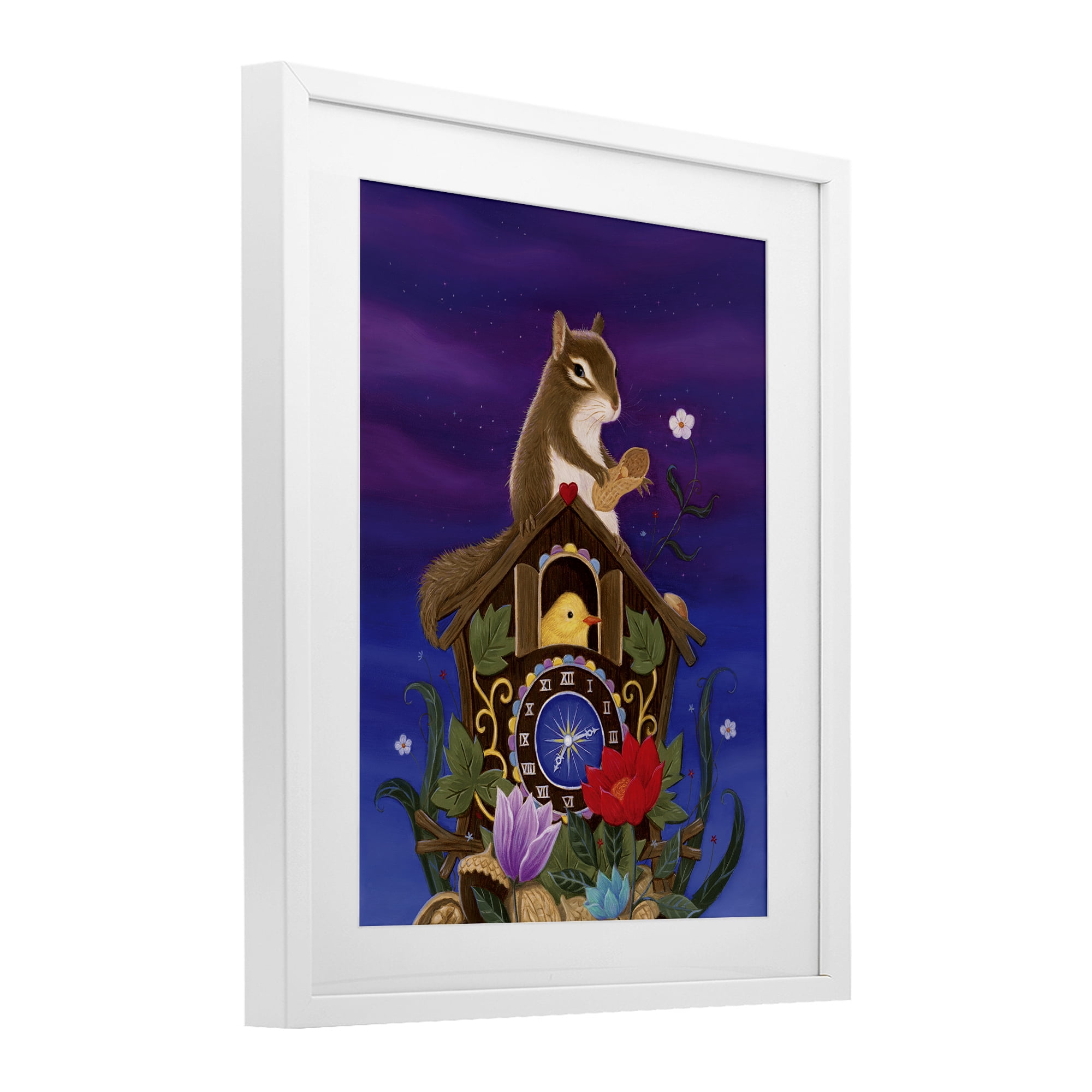 Stupell Industries Nighttime Snack Squirrel White Framed Print Under Glass, design by Gina Matarazzo