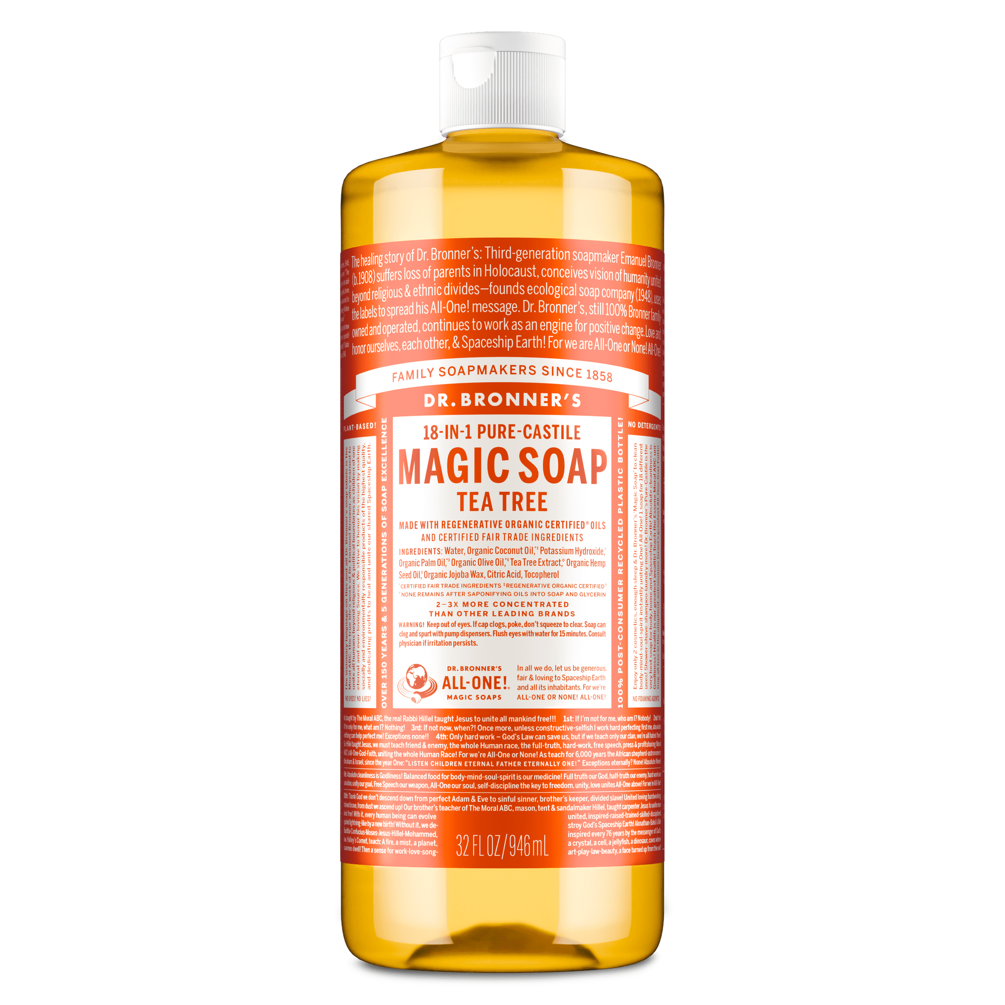 Dr.Bronner's Magic Soap, Tea Tree, Pure-Castile Body Wash Liquid Soap, 32 fl oz