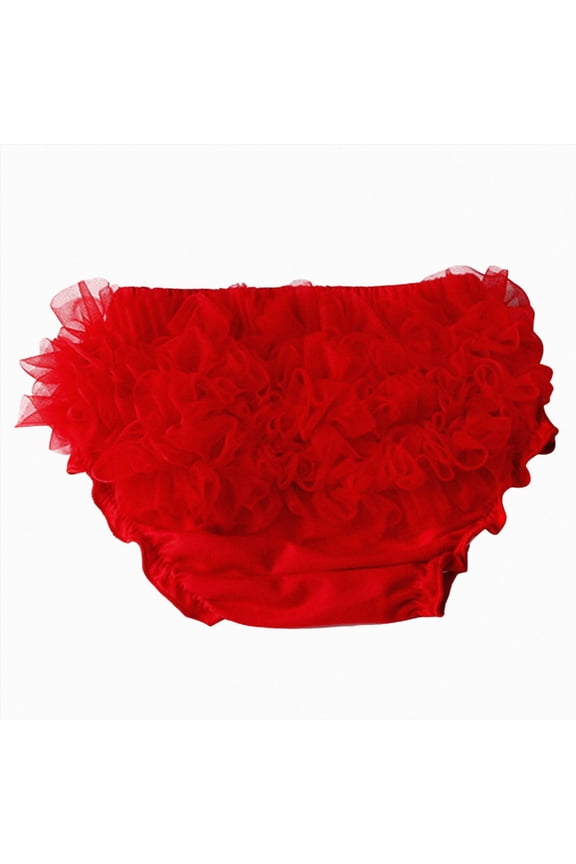 Toddler Infant Baby Girls Lace Ruffle Bloomers Elastic Cotton Tutu Briefs Panties Bottom Shorts Red,15-24 Months