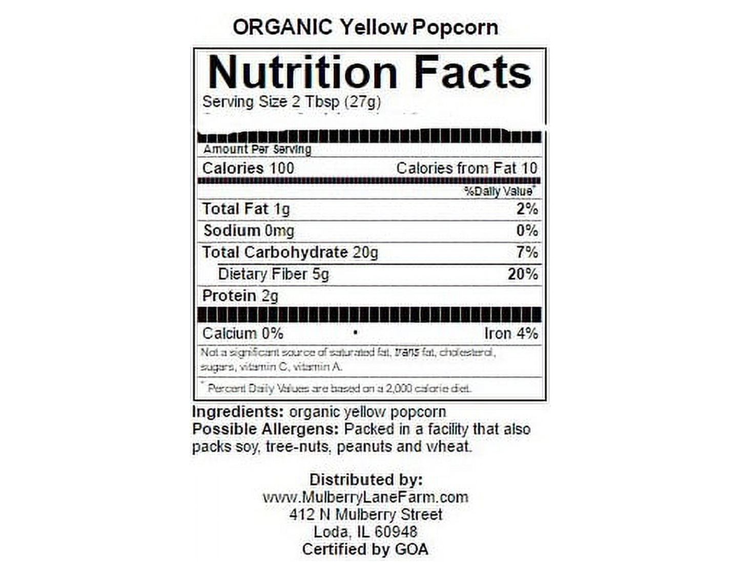 Popcorn Yellow Kernels 10 lbs (Ten Pounds) USDA Certified Organic, Bulk by Mulberry Lane Farms