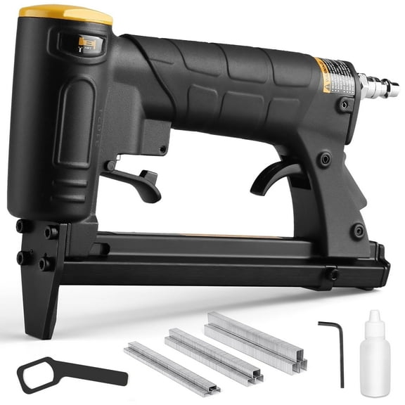 HBT HB7116P-KT 22 Gauge 3/8-inch Crown Pneumatic Upholstery Stapler, Stapler Kit Accessories Includes 6000 Staples from 1/4 to 5/8-inch