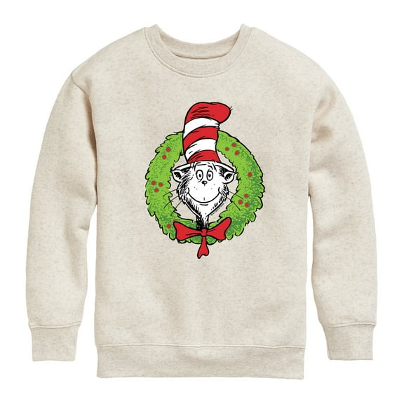 The Cat in the Hat - Cat Wreath - Toddler And Youth Crewneck Fleece Sweatshirt