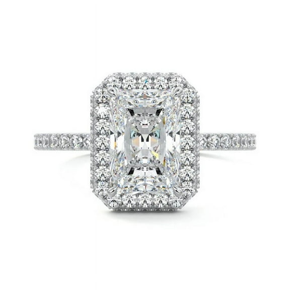 Golden Jewel 14K 14K White Gold Plated Diamond Ring - Radiant Cut Excellent 1.9 Ct Diamond Ring For Women's - Halo Diamond Ring for Her - Hidden Halo Diamond Rings for Women's - Wedding Diamond Ring