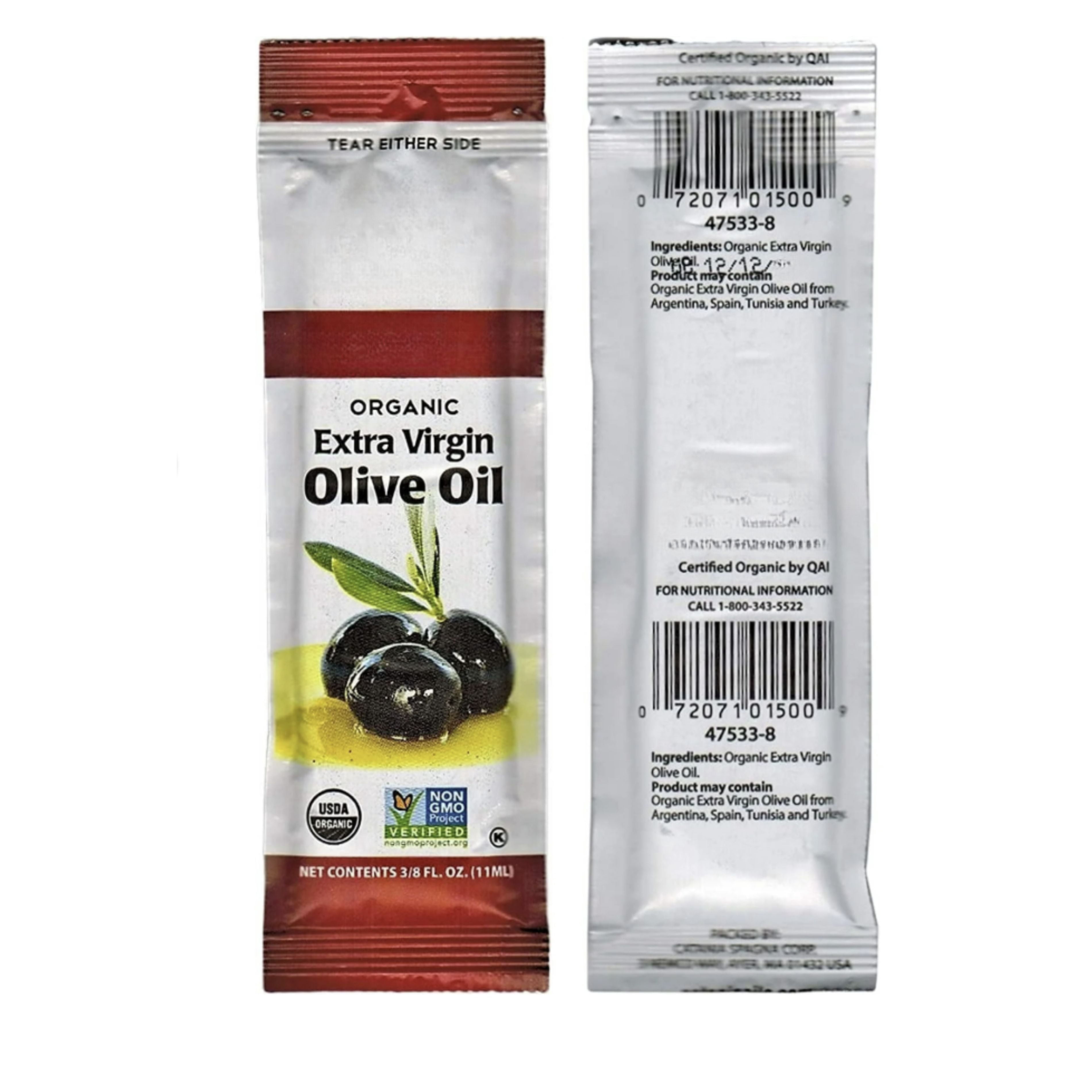 Organic Extra Virgin Olive Oil Packets – 15 Count | Single Serve Portion Control | .375 fl oz Each | Restaurant & Takeout Use
