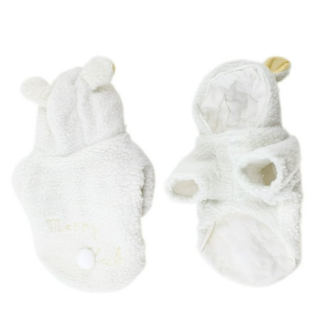 Style Dog Cat - Unique Bargains White Sheep Style Single Breasted Hoodie Pet Dog Cat Puppy Coat Clothing L
