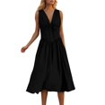 thumbnail image 2 of Vestido de Espalda Abierta para las Mujeres Cuello Sling Detalle de Encaje, Sólido Y Cuadrado Impresión Vestido sin Mangas Casual, 2 of 8