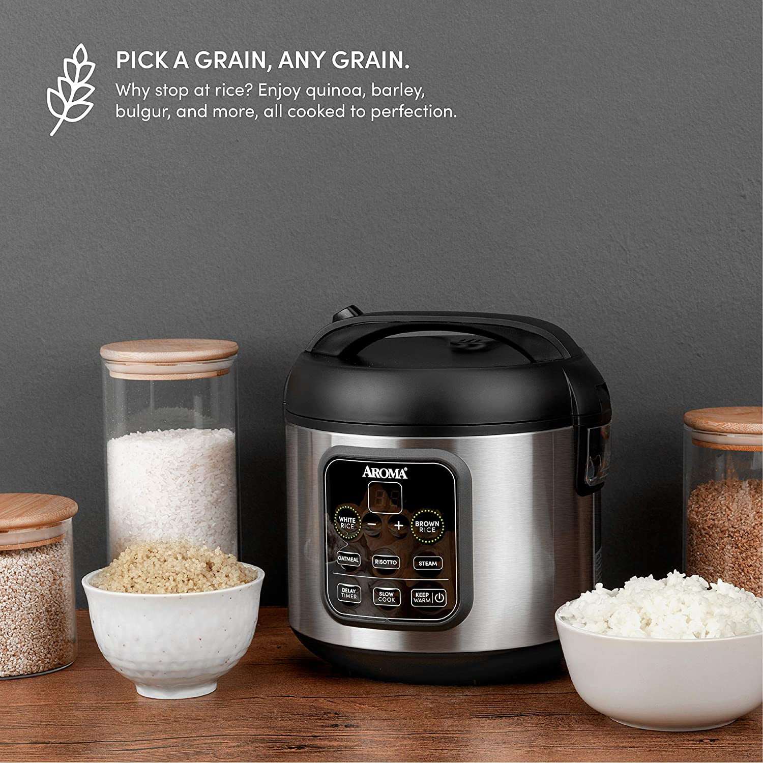 Aroma Housewares Arc-994sb 2o2o Model Rice & Grain Cooker Slow Cook, Steam, Oatmeal, Risotto, 8-Cup Cooked / 4-Cup Uncooked