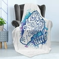 thumbnail image 4 of Hippo Soft Flannel Fleece Blanket, Bohemian Hippie Style Word and Hippo Head Shape Ornamented as Watercolor Effect Print, Cozy Plush for Indoor and Outdoor Use, 60" x 80", Multicolor, by Ambesonne, 4 of 5