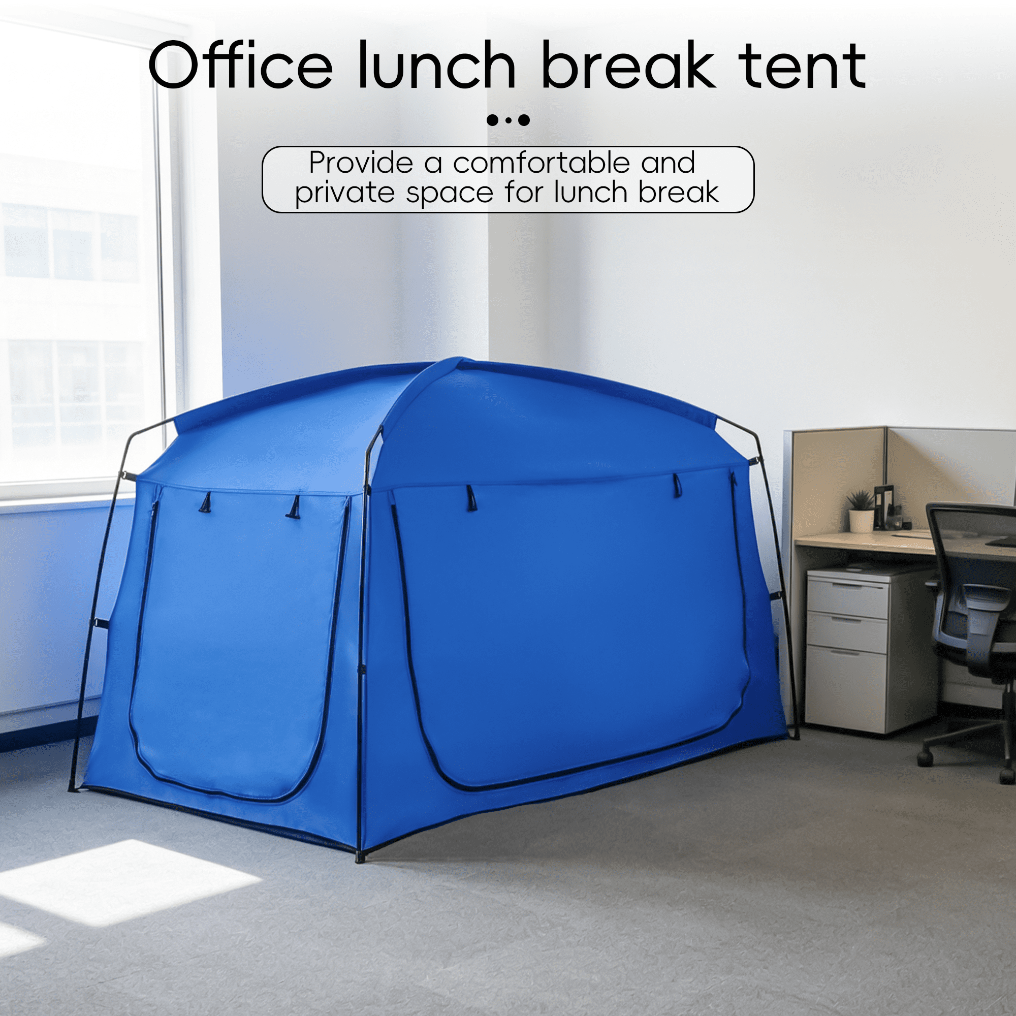 Blue Privacy Twin Size Bed Tent for Adults Kids,Blackout Sleep Bed Tents Canopy Breathable Mesh Windows