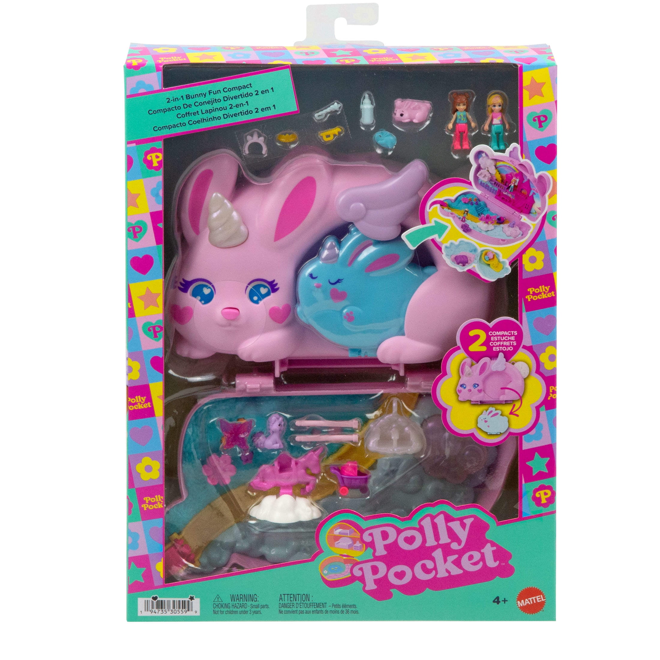 ポーリーポケット |Polly Pocket 2-In-1 Travel Toy Playset, Spin 'N