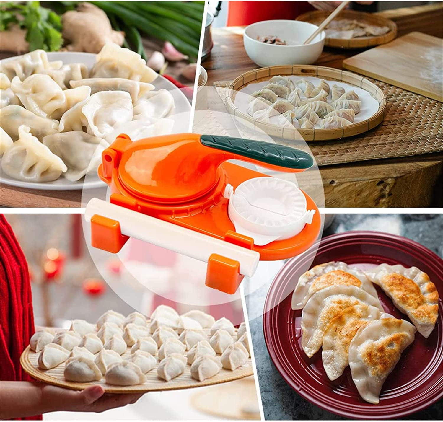 Household 2-in-1 Dumpling Maker Kit with Dough Cutter, Brush, Spoon - Make Perfect Dumplings with Ease