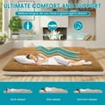 thumbnail image 4 of NAIZEA 1 PACK Japanese Floor Mattress, Upgraded Extra Thick Futon Mattress, Foldable Roll Up Sherpa Fleece Sleeping Pad with Bandage and Storage Bag, Twin, Khaki, 4 of 9