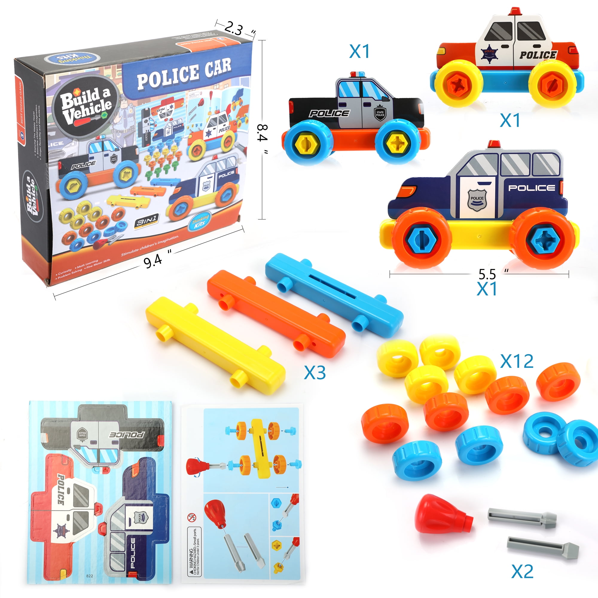 Veryke Police Series Toy Building Play Set STEM Learning for Kids Toddlers Aged 2 and Up, Gifts for Boys Girls