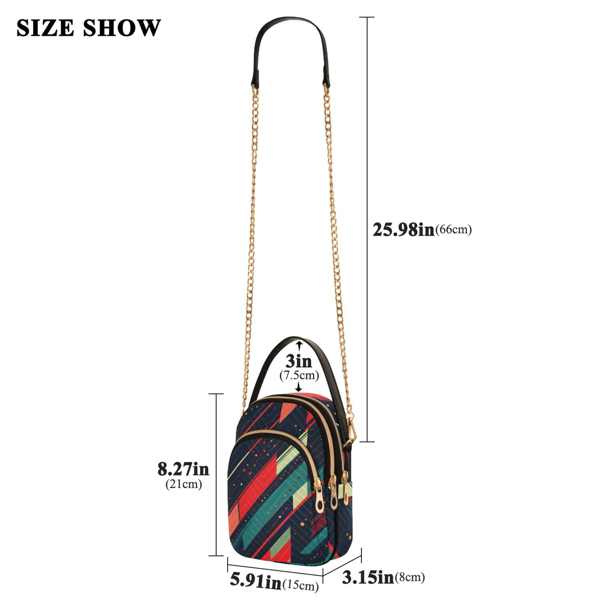 FORMRS Crossbody Bag for Women Quilted Travel Shoulder Cell Phone Purse with Chain Strap Handbag, Orange Abstract Lines