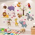 thumbnail image 1 of Etiqueta de la pared de animales para niños, zoológico de dibujos animados, calcomanía artística artesanal, papel tapiz autoadhesivo, Mural extraíble, decorar para sala de esta, 1 of 2