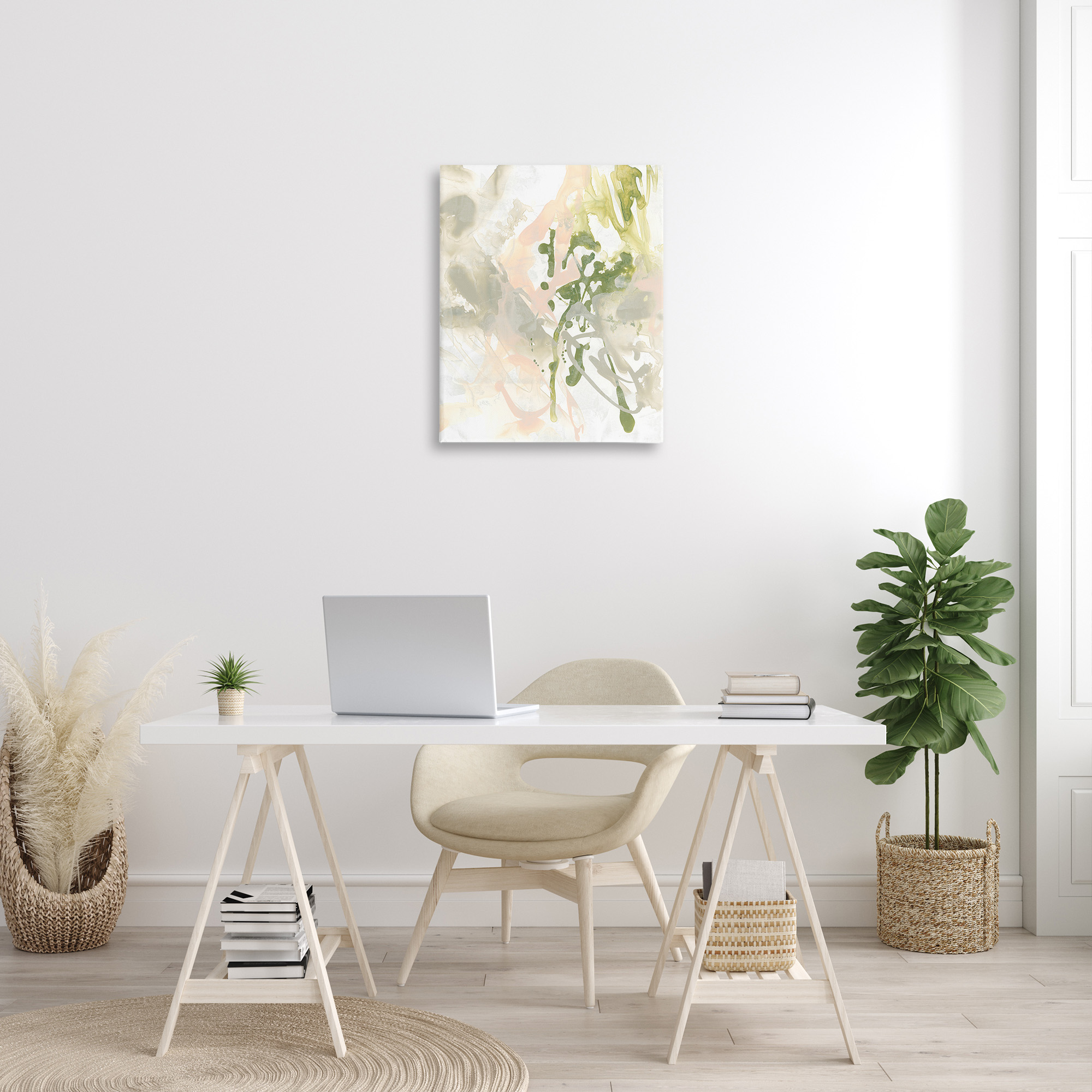 Stupell Industries Abstract Green & Beige Abstract Painting Gallery Wrapped Canvas Art Print Wall Art, 24 x 30