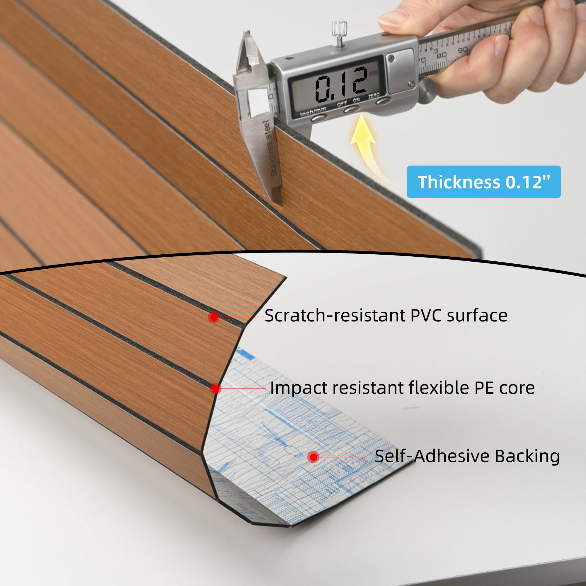 Yeslife 6-Pack Peel and Stick PVC Wood Slat Wall Panels, 48.03 in. x 15.75 in., Walnut Wood Grain, Thickened 3D Decorative Wall Panels for Living Room, Bedroom & Office