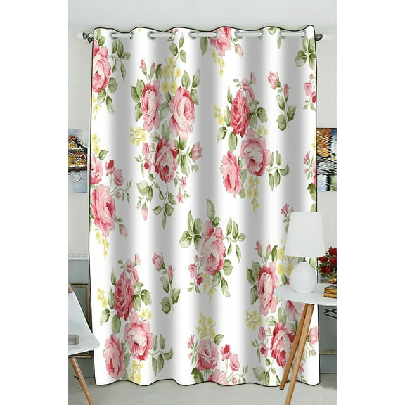 ABPHQTO Beautiful Rose Flower Pattern Little Floral Bouquet Grommet Blackout Curtain Room Darkening Curtains 52x84 inch (One Piece)