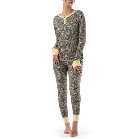 

Fruit of the Loom Women s and Women s Plus Long Underwear 2-Piece Thermal Henley Top & Legging Set